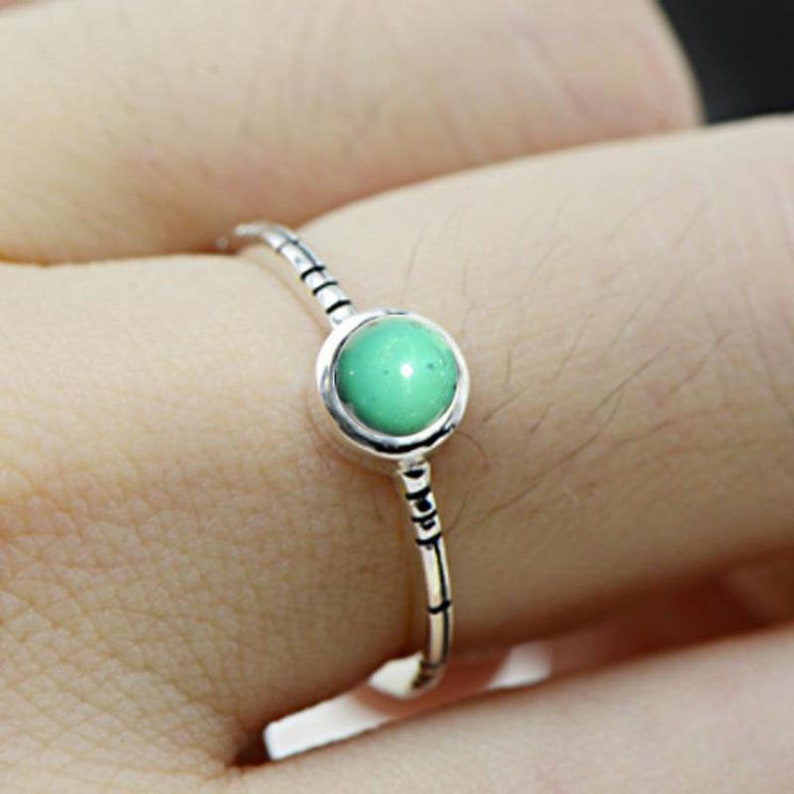 Stacking ring 92.5/% Solid sterling silver ring round shape turquoise stone ring handmade ring silver Turquoise ring Turquoise ring