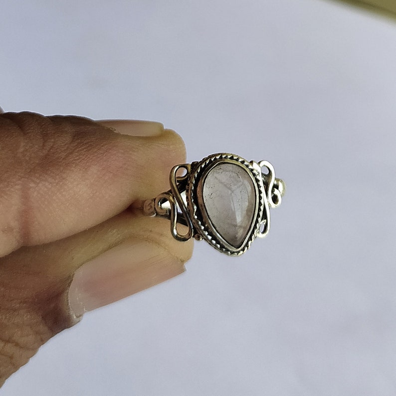January Birthstone Ring Gift Ring Rose Quartz Ring sterling silver ring handmade silver ring 92.5/% solid sterling silver