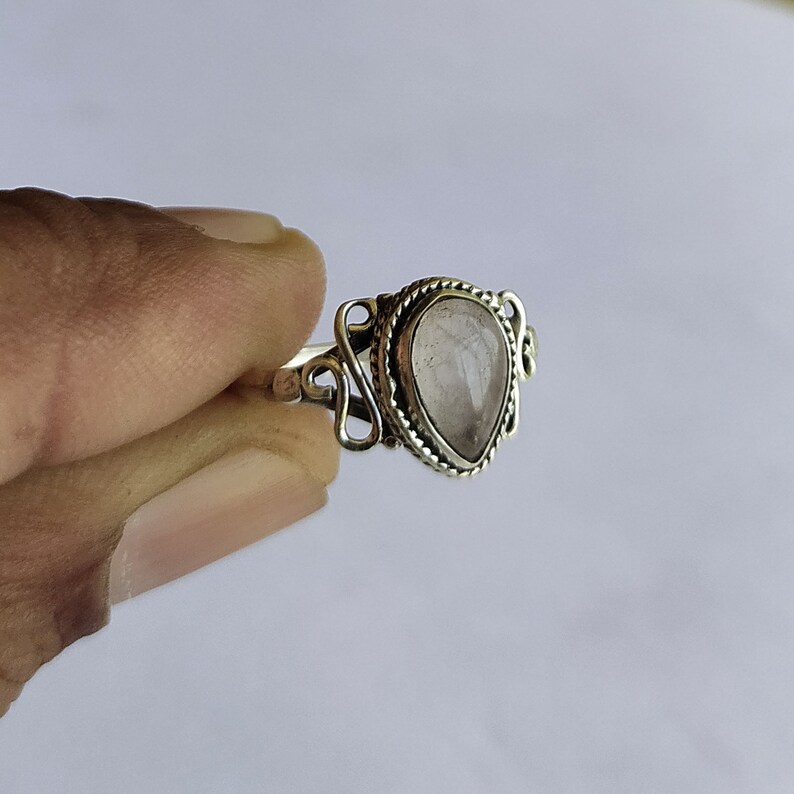 January Birthstone Ring Gift Ring Rose Quartz Ring sterling silver ring handmade silver ring 92.5/% solid sterling silver