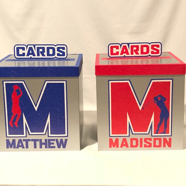 Gift Card Box - Mitzvahs, Sweet Sixteens, Quinceaneras - Sports Themed