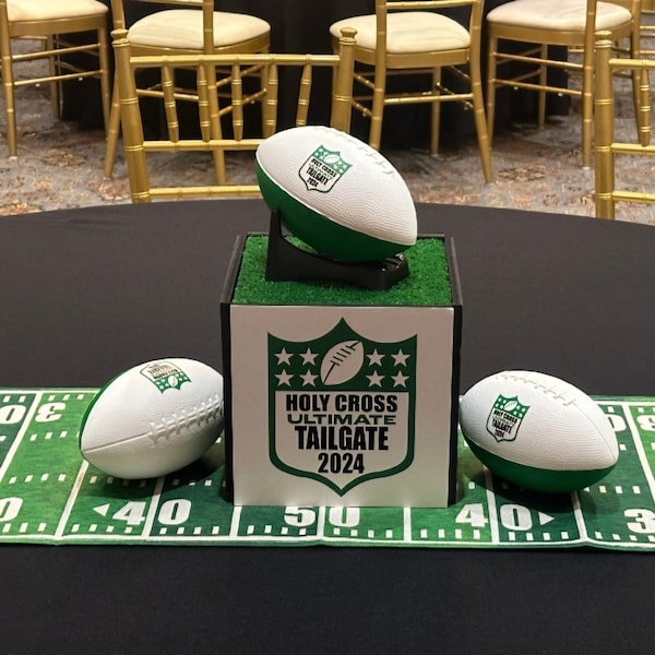 Photo Cube Centerpiece - Football Themed Photo Cube with Astro Turf and Kicking Tee