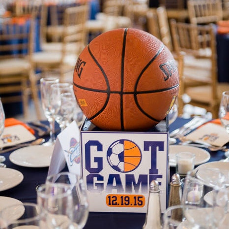 Photo cube centerpiece Basketball themed photo cube