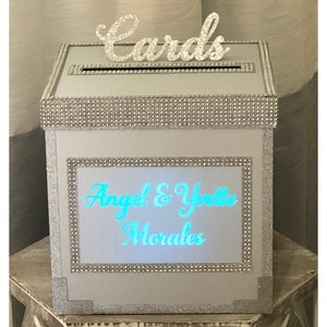 Gift Card Box with Remote Controlled LED light and Bling - Wedding
