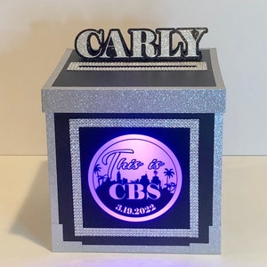 Gift Card Box with Remote Controlled LED light and Bling - Mitzvahs, Sweet Sixteens, Quinceaneras