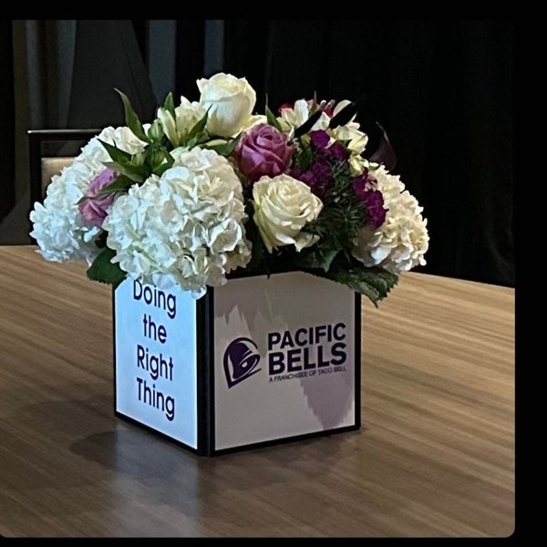 Logo Cube Centerpieces for Corporate Events - Custom Photo Cube Event Decor