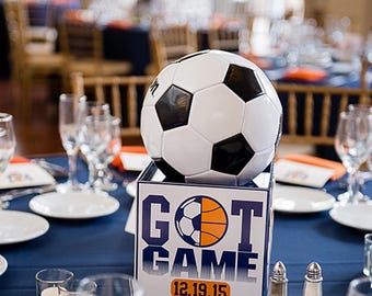Photo Cube Centerpiece - Soccer Themed Photo Cube