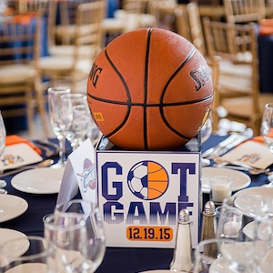 Photo cube centerpiece - Basketball themed photo cube