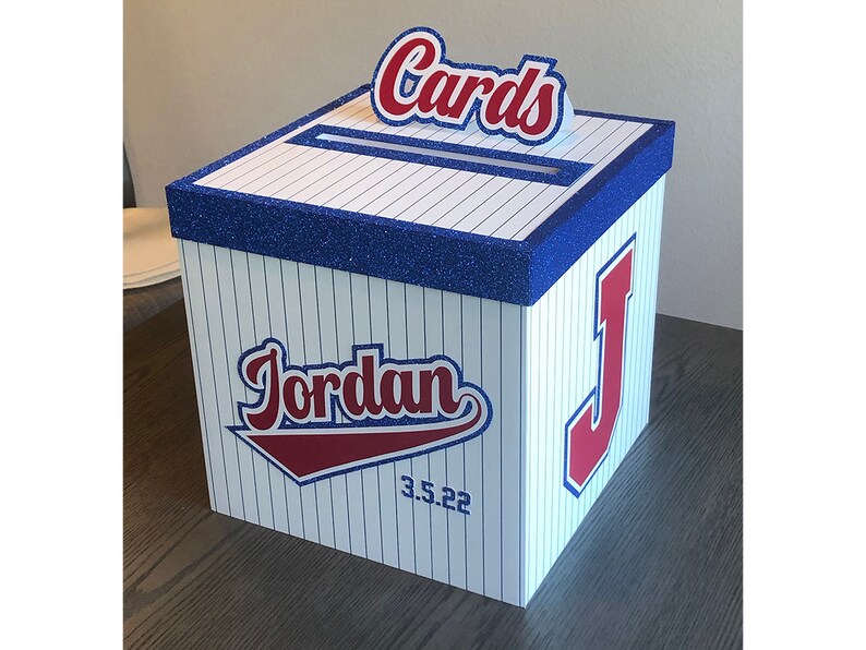 Gift Card Box Mitzvahs Sweet Sixteens Quinceaneras Baseball Theme Pinstripe Pattern