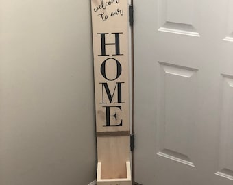 Welcome Sign Plant Box: 49" Wooden Porch Planter
