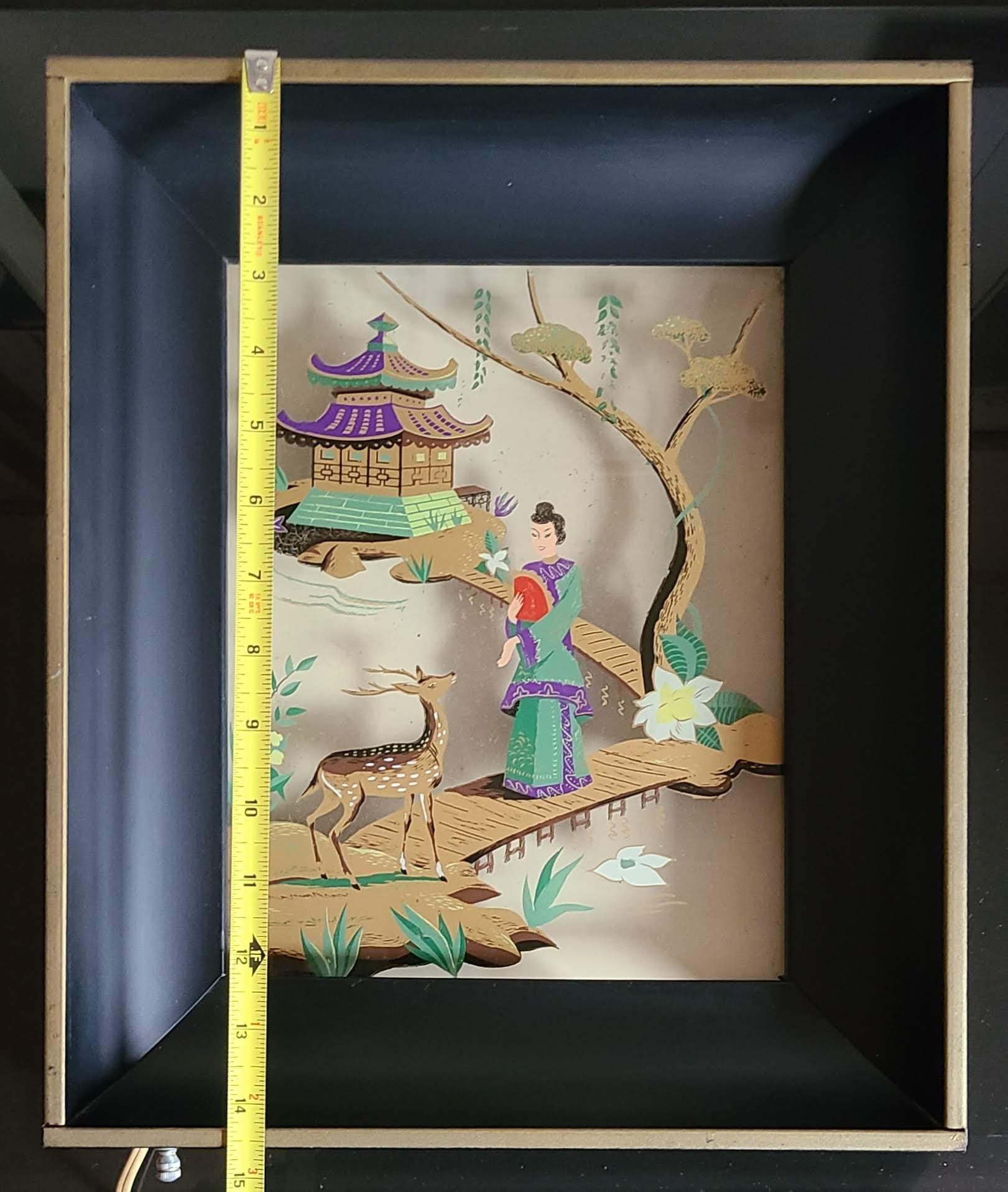 Vintage Asian-scene Shadow-box Wall-light - Etsy