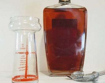 Vintage Top of Toronto CN Tower Cocktail Recipe Glass