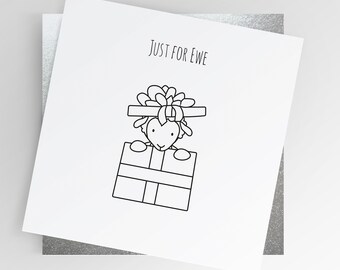 Dear Ewe | Just for Ewe, Birthday Card, Cute Sheep Card, Fun Birthday Card, Blank Greeting Card, Birthday Greetings, Funny cards
