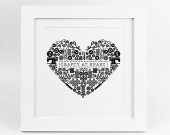 Framed Print | Crafty Heart Print | Crafters, Craft room decor, Sewing room, Craft Lovers Wall Art, Craft room, Crafters Sign, Crafter gift,