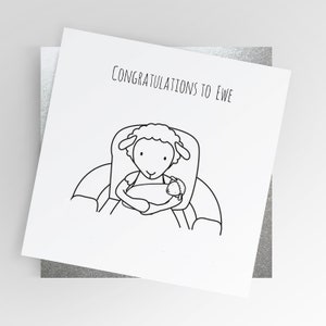 Dear Ewe / Congratulazioni a Ewe, biglietto di nascita, biglietto per neonato, biglietto di auguri per neonato con pecorella, biglietto di auguri vuoto, congratulazioni per il neonato, biglietto di benvenuto per il neonato