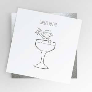 Dear Ewe / Cheers to Ewe, biglietto di auguri di compleanno, biglietto di auguri di pecora carino, biglietto di auguri di compleanno di pecora, biglietto di auguri vuoto, auguri di compleanno, biglietti divertenti