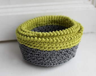Dear Ewe Crochet Pattern | Lime Crush Stacking Baskets, crochet baskets, crochet basket pattern, round crochet baskets, crochet home decor