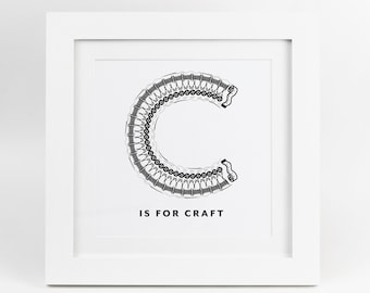 Framed Print | C is for Craft, Sewing, Sewing Print, Sewing room Sewing Hobby, Sewing Room Decor, Craft room, Sewing Sign, Sewing gift