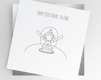 Caro Ewe / Buon compleanno a Ewe, Biglietto di auguri di compleanno, Biglietto di auguri di pecora carino, Biglietto di auguri di compleanno di pecora, Biglietto di auguri vuoto, Auguri di compleanno, Biglietti divertenti