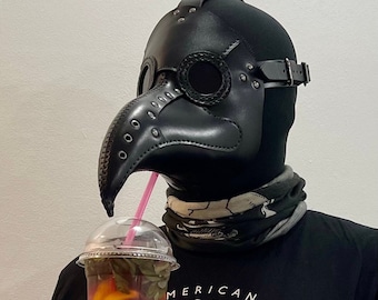 Plague Doctor Mask "Cocktail" Edition, Genuine leather Bubonic doctor mask, Carnival Halloween mask, Plague doctor costume,Plague dr cosplay