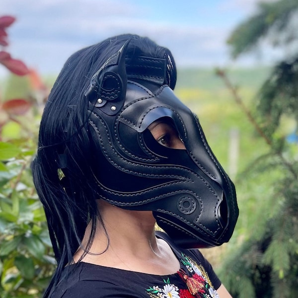 Horse head leather mask - Handmade cosplay - Leather Pony Hood- Fetish Mask - BDSM Mask -Sex Toy - Leather Horse Mask