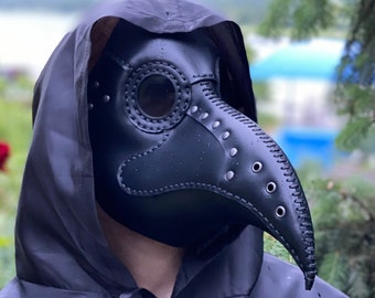 Plague Doctor Mask in Black Leather