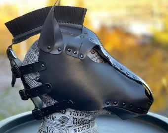 Genuine Leather Horse Mask Full Black edition