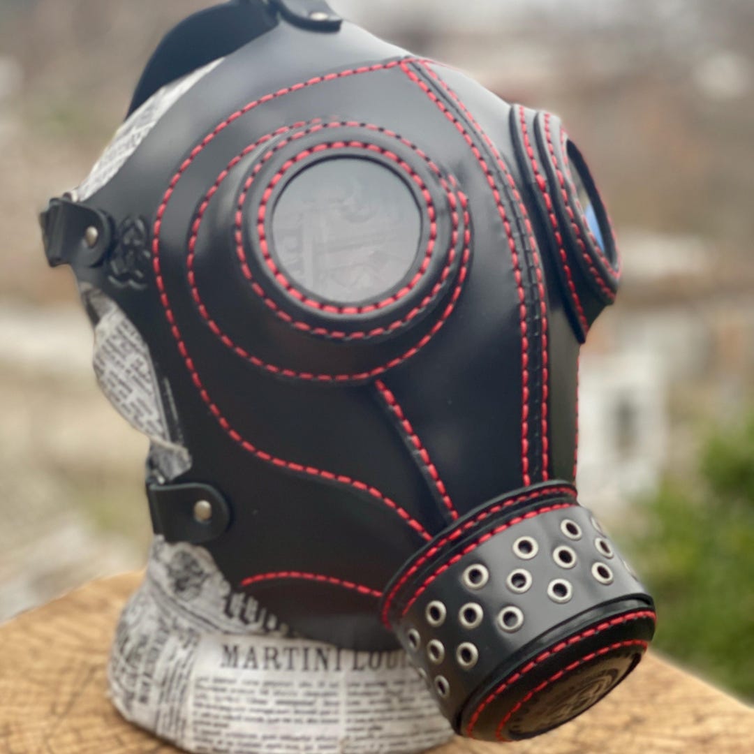 Stiching Mask Leather Gas Mask, BDSM Mask, Fetish Mask, Steampunk Mask, Cosplay Gas ...