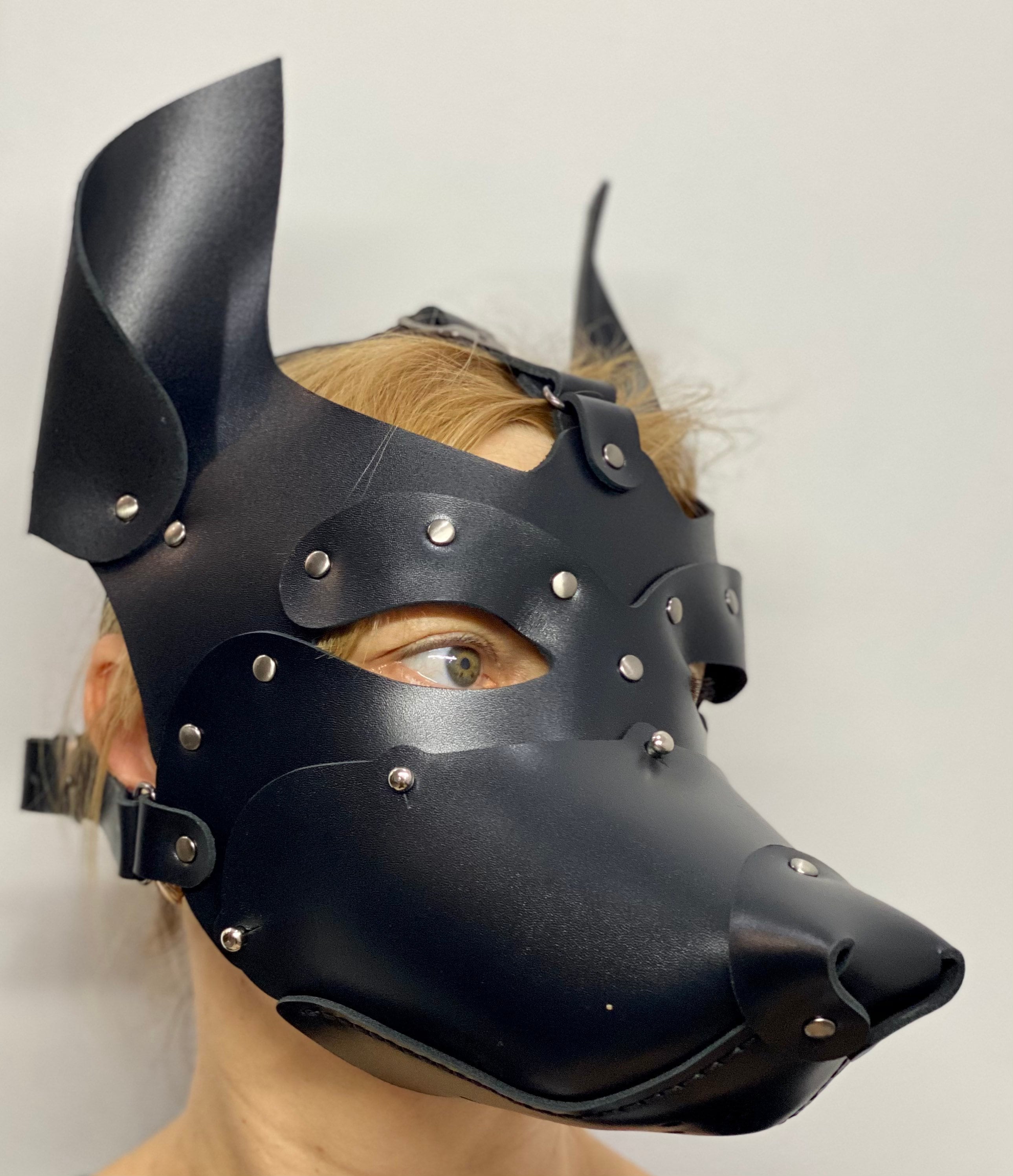 Leather dog mask with detachable muzzle Etsy