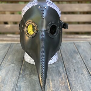 Plague Doctor Mask - Black Leather Mask - Plague Doctor Bird Mask - Halloween Mask = Bubonic plague costume - Carnival plague doctor mask image 10
