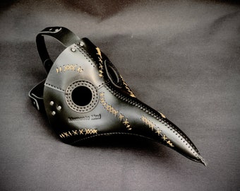 Plague Doctor Mask - 'Memento Mori' Edition, Genuine leather handmade Plague Doctor mask