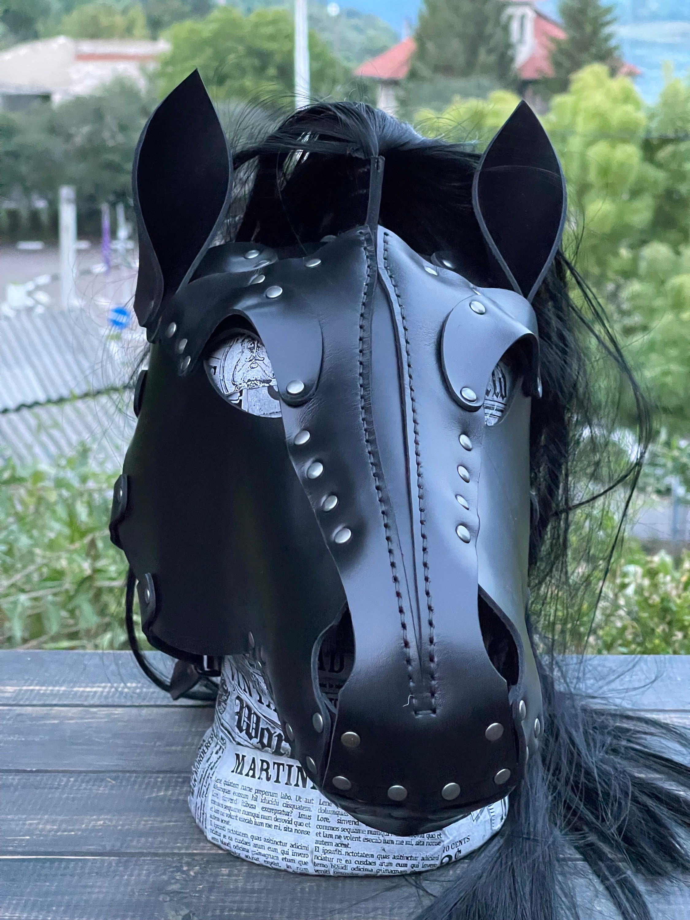 Leather Horse Mask, Cosplay Pony Play Hood, Horse Head Handmade