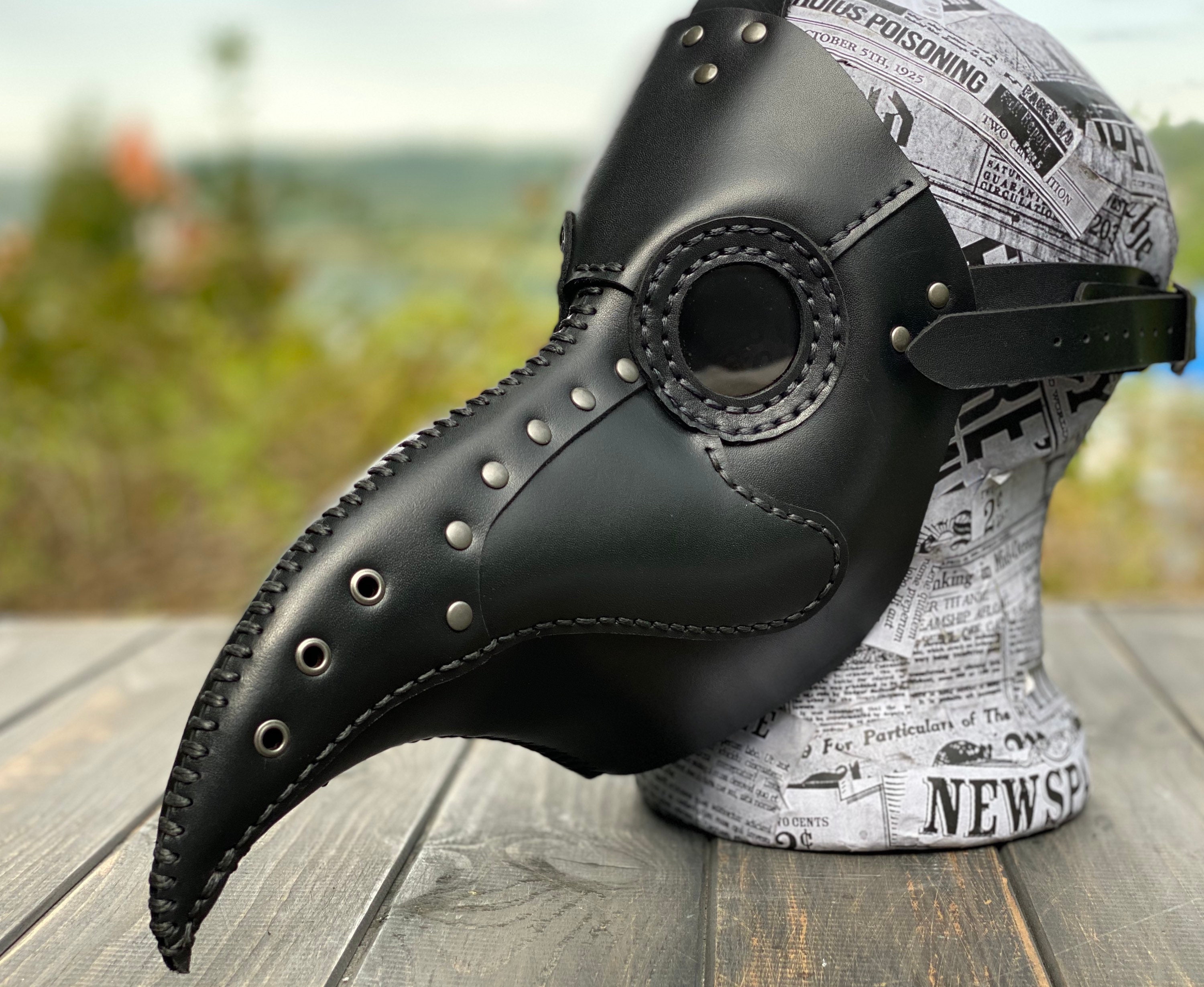 Plague Doctor Mask Black Leather Mask Plague Doctor Bird - Etsy