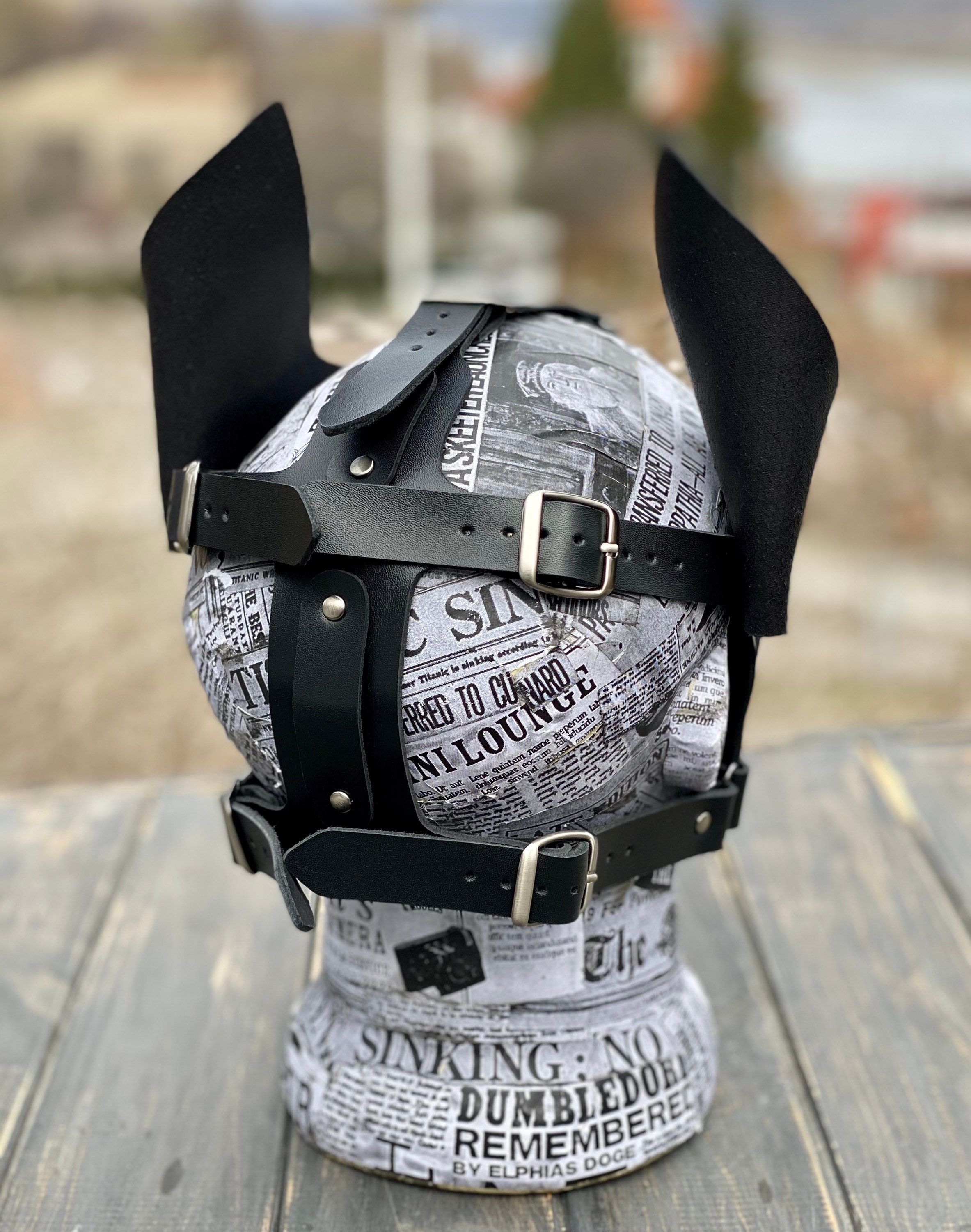 Leather dog mask with detachable muzzle Etsy