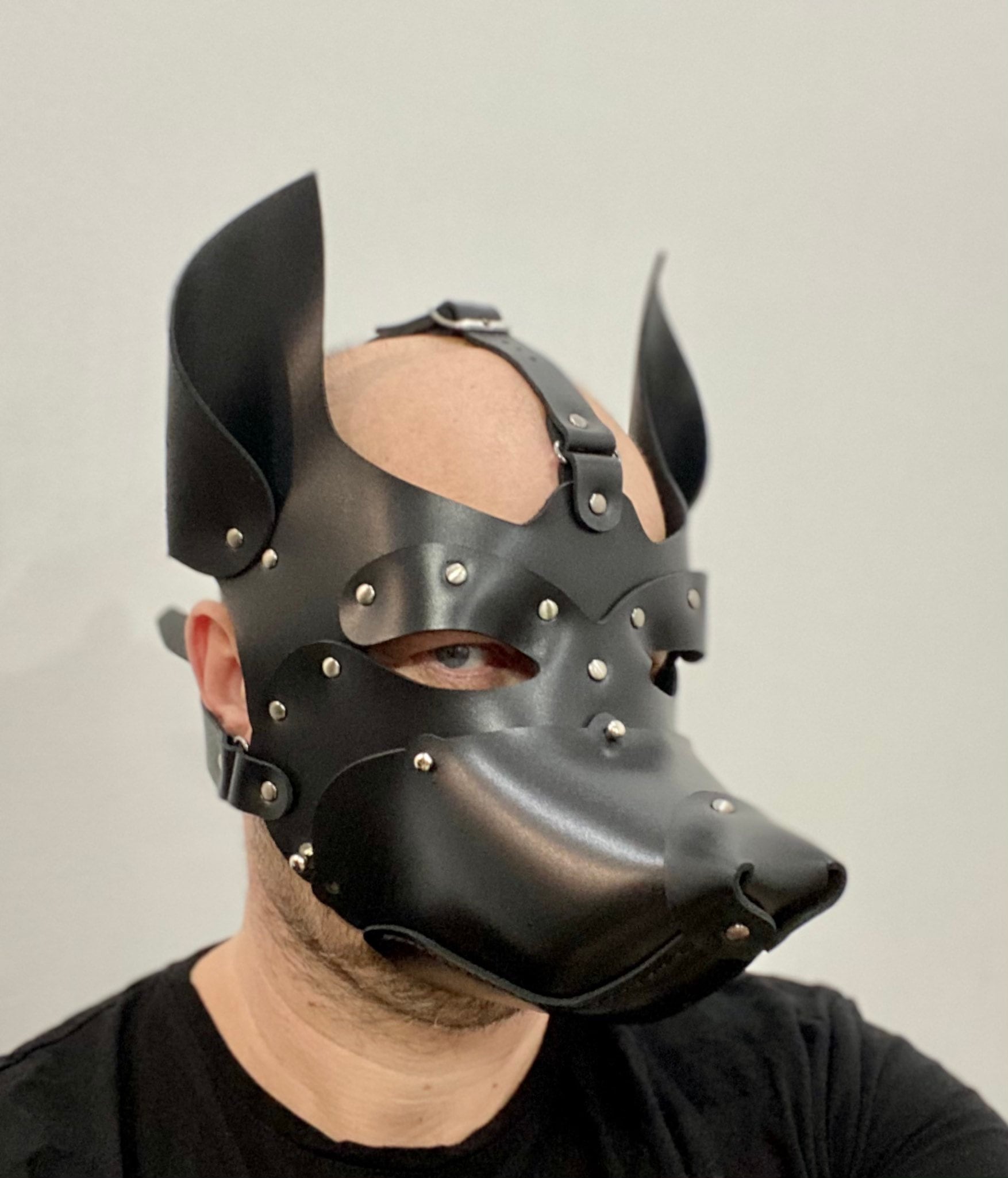 Leather dog mask with detachable muzzle Etsy