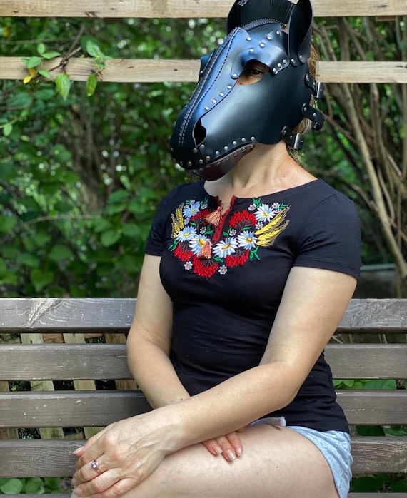 Horse Head Leather Mask Play Mask Hood -