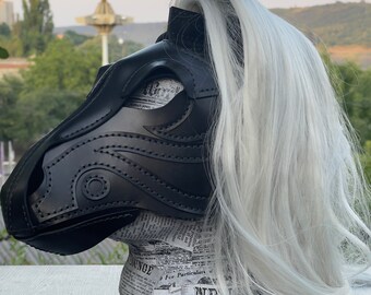 Horse head leather mask - Handmade cosplay - Leather Pony Hood- Fetish Mask - BDSM Mask -Sex Toy - Leather Horse Mask
