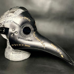 Plague Doctor Mask 'Memento Mori' Edition, Genuine leather handmade Plague Doctor mask image 9