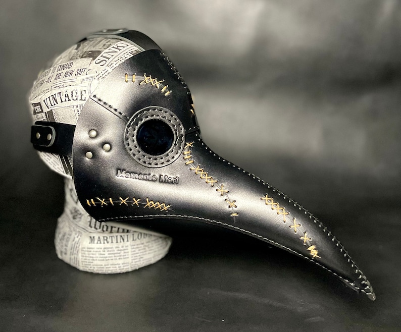 Plague Doctor Mask 'Memento Mori' Edition, Genuine leather handmade Plague Doctor mask image 9