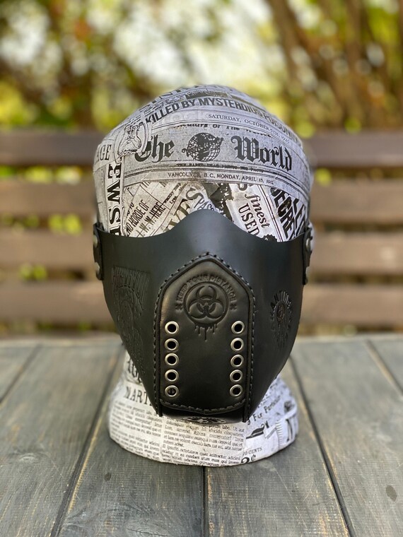 Leather Face Mask in Black Leather - Etsy