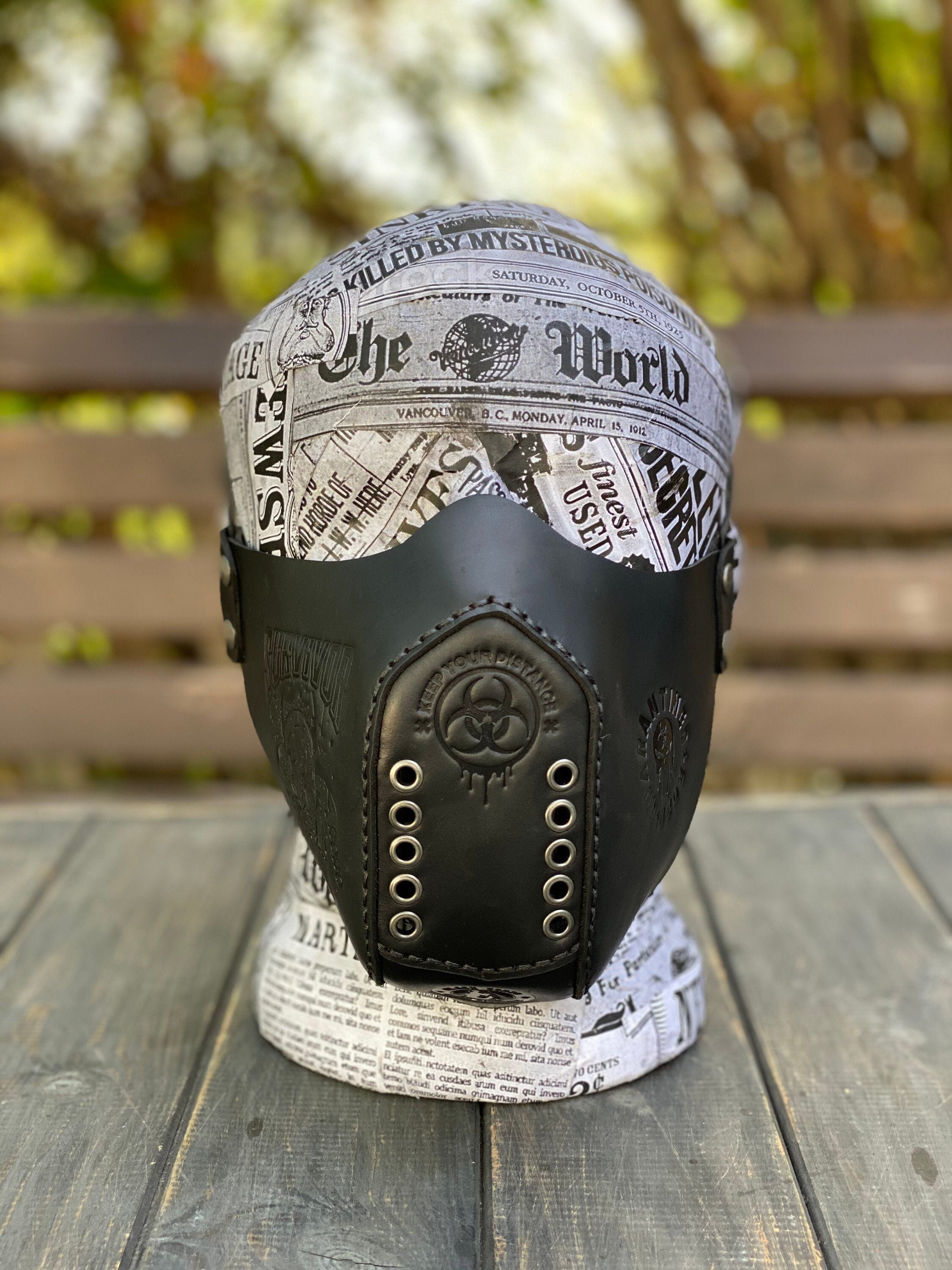 Leather Face Mask in Black Leather Etsy UK