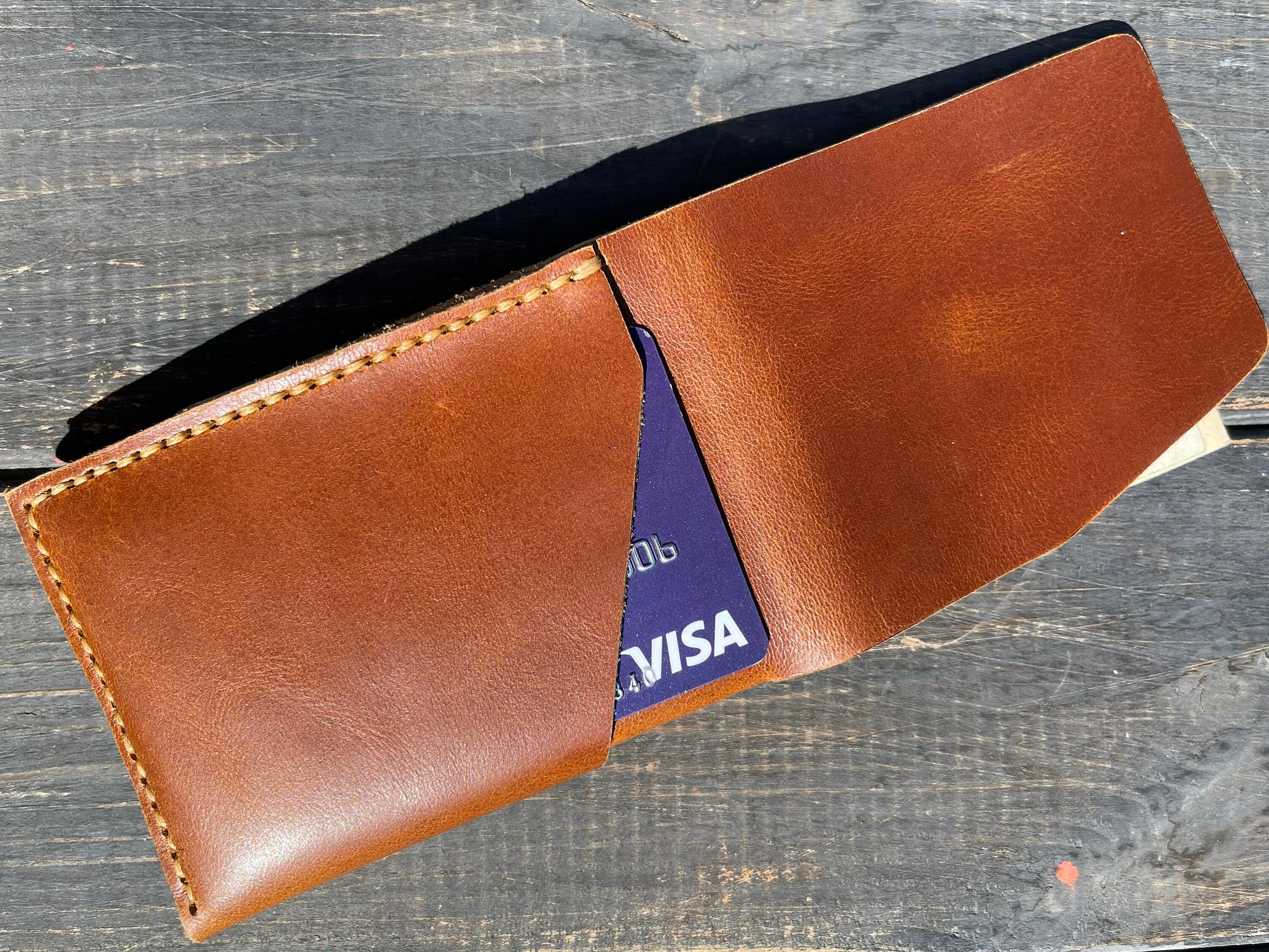 One piece leather wallet Minimalist leather wallet Slim Etsy