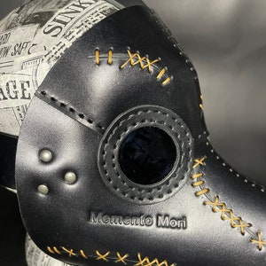 Plague Doctor Mask 'Memento Mori' Edition, Genuine leather handmade Plague Doctor mask image 4