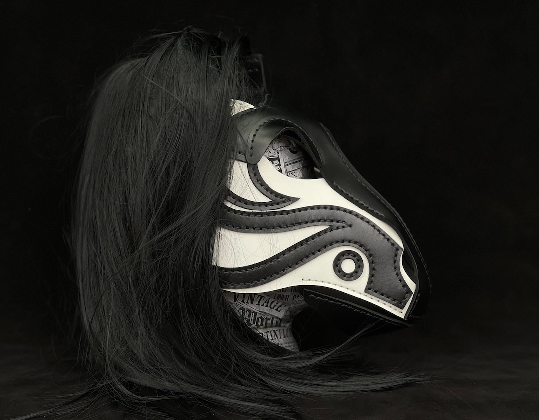 Leather Horse Mask black and White Edition. Etsy