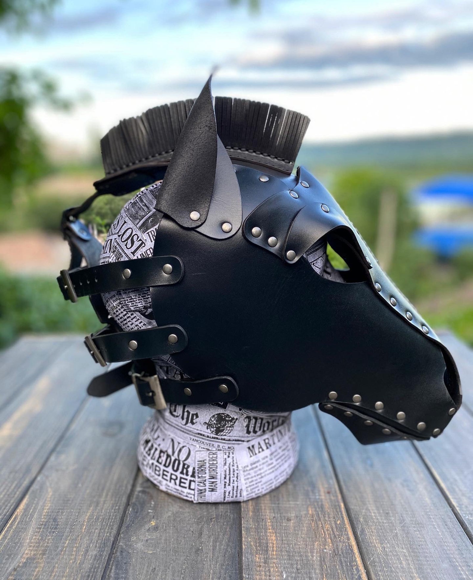 Horse Head Leather Mask Pony Play Mask Leather Pony Hood Fetish Mask