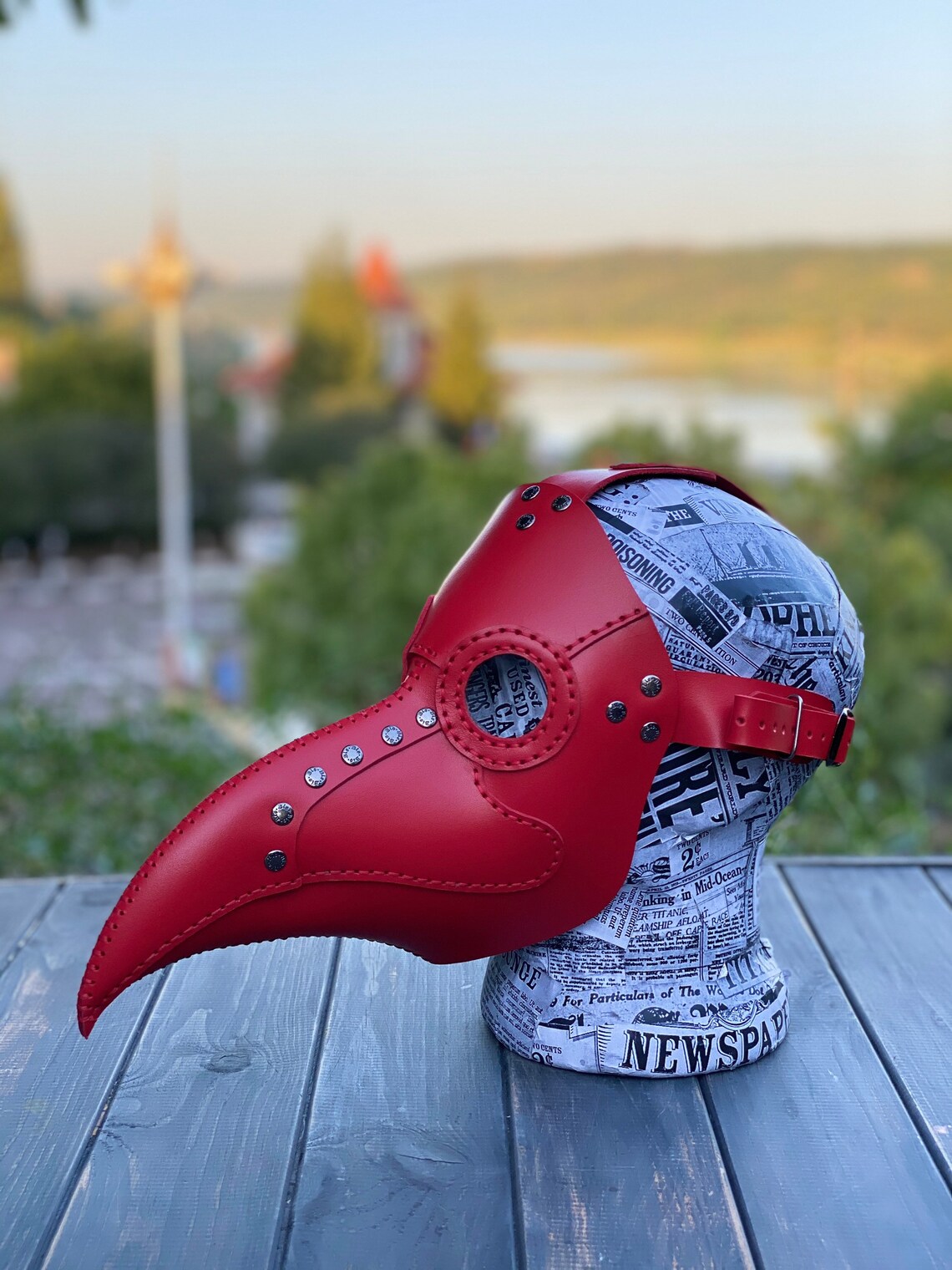 Plague Doctor Mask Red Leather Mask Plague Doctor Bird Etsy