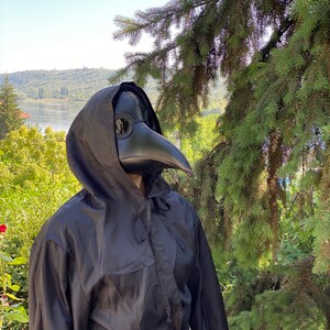 Plague Doctor Mask - Black Leather Mask - Plague Doctor Bird Mask - Halloween Mask = Bubonic plague costume - Carnival plague doctor mask image 8