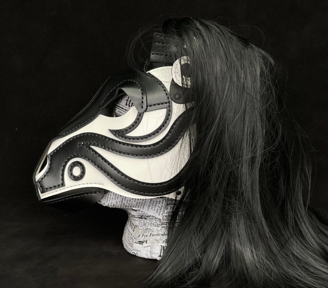 Leather Horse Mask black and White Edition. Etsy