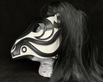 Leather Horse Mask «Black and White” edition.