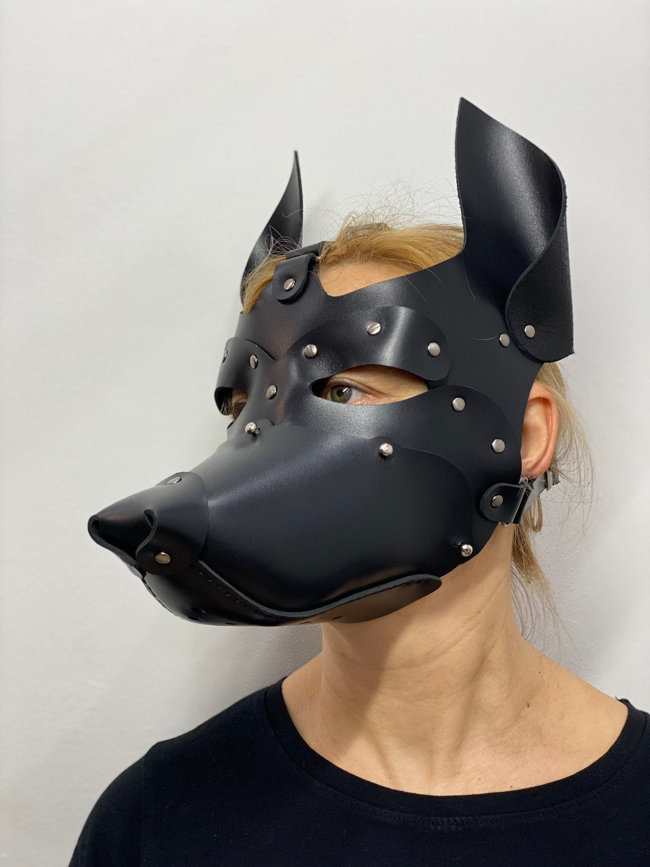 Leather dog mask with detachable muzzle Etsy