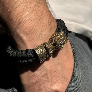 Handmade Paracord Bracelet with Brass Bead – Durable & Stylish